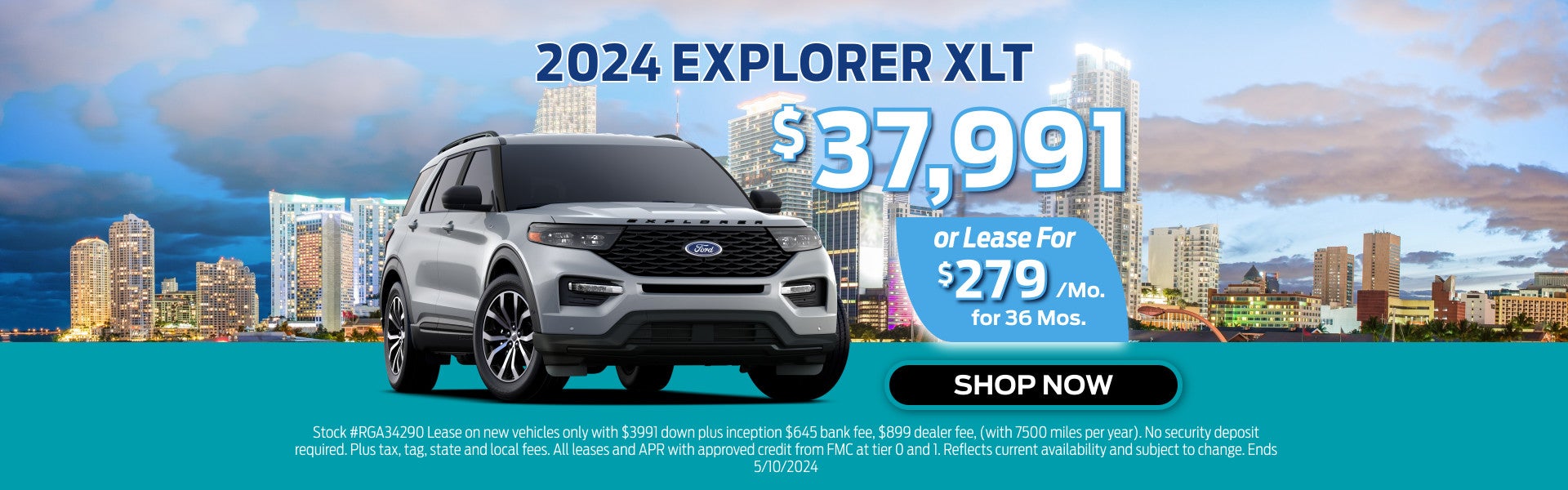 2024 Ford Explorer XLT, $37,991 or $279 for 36 months